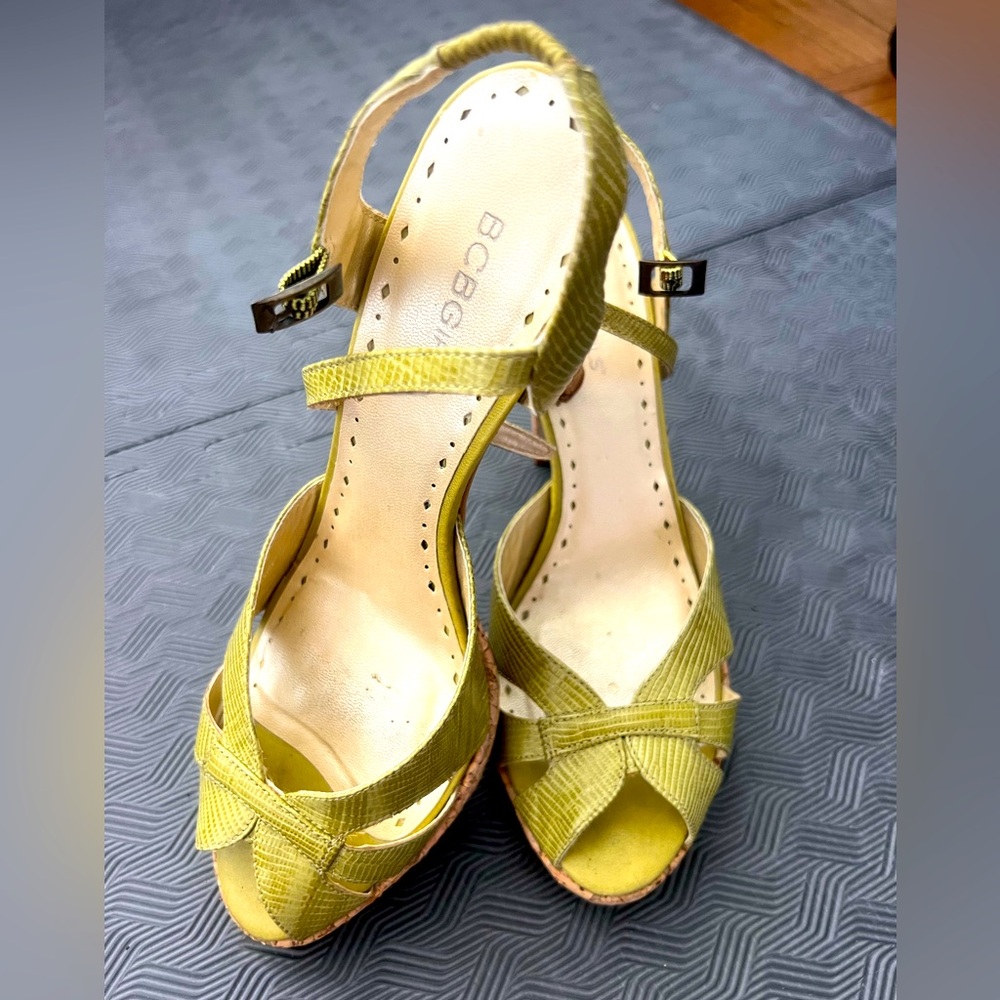 BCBG Chartreuse Wedge Sandals